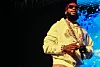 Gucci Mane looks toward the audience while performing onstage during Jackson State University’s Thee Show Homecoming Concert at the Lee E. Williams Athletic & Assembly Center in Jackson, Mississippi.