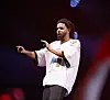 J. Cole performs onstage during the 2025 Dreamville Music Festival at Dorothea Dix Park on April 6, 2025 in Raleigh, North Carolina.