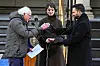 Sen. Bernie Sanders (I-VT) shakes hands with Mayor Zohran Mamdani after Mamdani's ceremonial inauguration at City Hall Thursday January 1, 2026 in New York, NY.