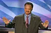 The reverend Jesse Jackson addresses delegates during the Democratic National Convention July 28, 2004 at the FleetCenter in Boston, Massachusetts.