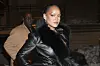 Rihanna is seen in Lower Manhattan on February 13, 2026 in New York City.