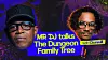 Two men pictured in a bright graphic promoting a Dungeon Family Tree music talk.