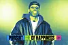 Man wearing a beanie and jacket stands in front of a green-blue background with 'Pursuit of Happiness' text.