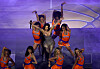 Cardi B performs onstage with dancers during the NBA Finals halftime show at Madison Square Garden.