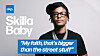 Skilla Baby in glasses and a black cap beside text about faith and street life.