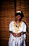 Rapper Queen Latifah (Dana Elaine Owens) poses for photos backstage at Mosque Maryum in Chicago, Illinois in June 1989.