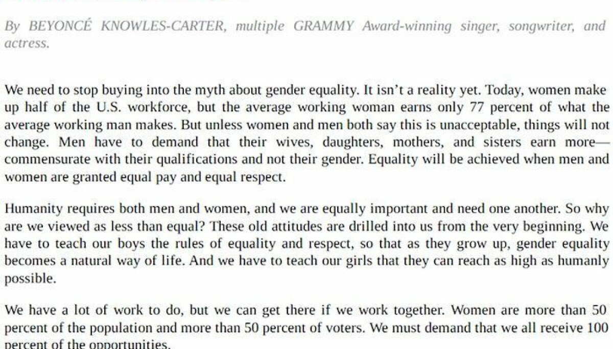 Beyoncé Challenges The Notion Of Gender Equality - Okayplayer