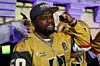 Rapper 50 Cent sounds the siren prior to the start of the first period in Game Five of the 2023 NHL Stanley Cup Final between the Vegas Golden Knights and the Florida Panthers at T-Mobile Arena on June 13, 2023 in Las Vegas, Nevada.