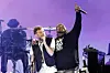 Damon Albarn of Gorillaz and Vincent Mason of De La Soul perform at the Coachella Stage during the 2023 Coachella Valley Music and Arts Festival on April 14, 2023 in Indio, California.