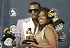 Kayne West with his mother, Donda West, won three Grammys at the 48th Annual Grammy Awards