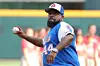 Rapper Big Boi throws out the first pitch prior to the game between the Atlanta Braves and the Philadelphia Phillies at Truist Park on May 25, 2023 in Atlanta, Georgia.
