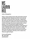 Lauryn Hill's Open Letter