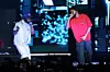 50 Cent and J. Cole perform onstage during the 50 Cent: The Final Lap Tour at Barclays Center on August 09, 2023 in New York City.