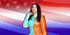 Cardi B politics in front of American flag