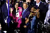 Lil Jon (R) performs with the Georgia delegation during the Ceremonial Roll Call of States on the second day of the Democratic National Convention at the United Center on August 20, 2024 in Chicago, Illinois.