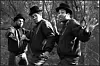 Run DMC's Jason 'Jam-Master Jay' Mizell, Darryl 'D.M.C.' McDaniels and Joseph 'Run' Simmons pose in Central Park, New York, circa 1984.