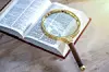 Open book and magnifying glass