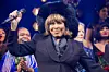 Tina Turner on stage at the German premiere of a musical inspired by her story.