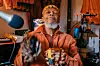 Multi-instrumentalist Laraaji plays Peruvian cacho seed pods in his music room inside his Harlem apartment.