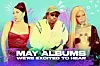 A photo collage of popular artists releasing albums in the month of May.