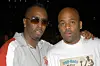 Sean 'P. Diddy' Combs and Damon Dash during Olympus Fashion Week Spring 2005 - Rosa Cha by Amir Slama - Front Row at Theater Tent, Bryant Park in New York City, New York, United States.