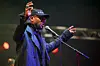 American hip hop artist Yasiin Bey, aka Mos Def, performs on stage with the Hyptonic Brass Ensemble at 'Le Chapiteau' during the 50th anniversary of the Nancy Jazz Pulsations (NJP) festival, in Nancy, northeastern France, on October 12, 2023.
