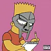The Simpsons' Bart Simpson wears the classic MF DOOM mask and writes in a notebook