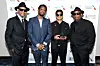 (L-R) Jimmy Jam, Fabolous, Chad Hugo and Terry Lewis pose backstage at the Songwriters Hall of Fame 51st Annual Induction and Awards Gala at Marriott Marquis on June 16, 2022 in New York City.