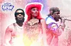 A photo collage of Nicki Minaj, Gucci Mane and Kendrick Lamar.